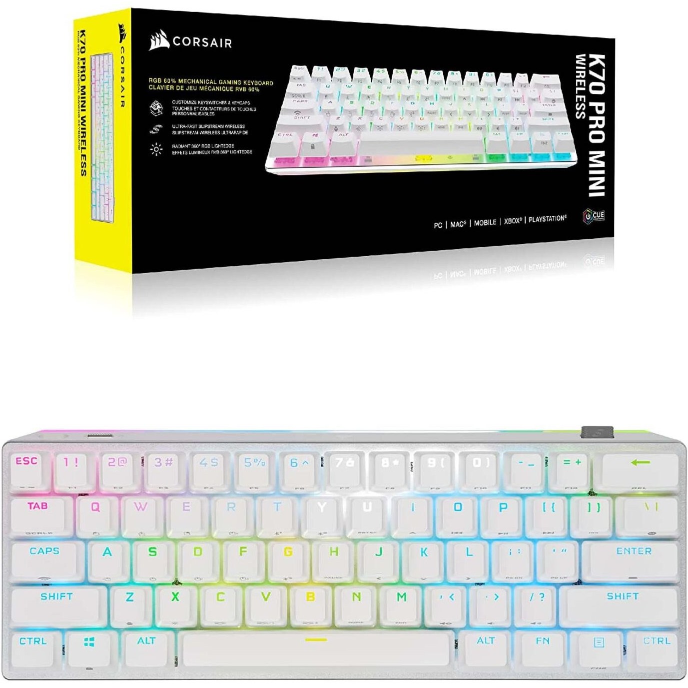 کیبورد گیمینگ کورسیر مدل K70 PRO MINI WIRELESS RGB