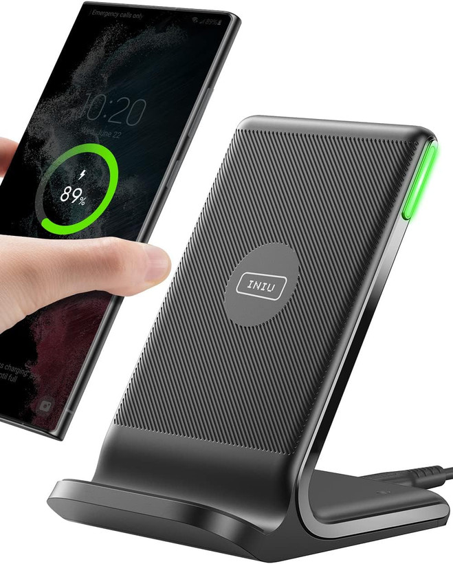 شارژر بیسیم INIU 15W - شارژ سریع Qi-Certified با نور آداپتیو سازگار با آیفون و سامسونگ
