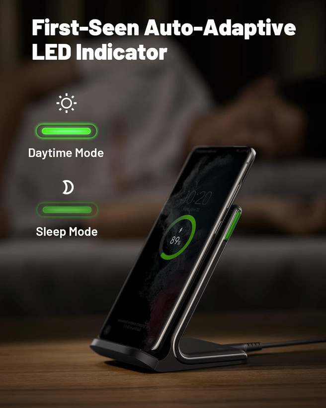 شارژر بیسیم INIU 15W - شارژ سریع Qi-Certified با نور آداپتیو سازگار با آیفون و سامسونگ