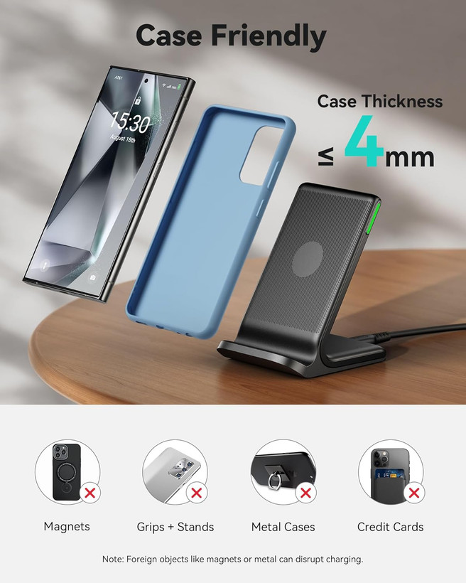 شارژر بیسیم INIU 15W - شارژ سریع Qi-Certified با نور آداپتیو سازگار با آیفون و سامسونگ