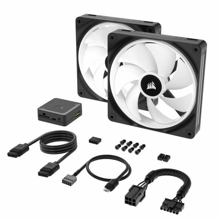 فن کیس کورسیر iCUE LINK QX140 RGB White (بسته 2 عددی) - خنککننده هوشمند با نورپردازی ARGB و کنترل نرمافزاری