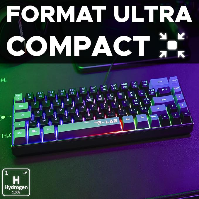 کیبورد گیمینگ سیمی G-Lab مدل Keyz Hydrogen با نورپردازی RGB