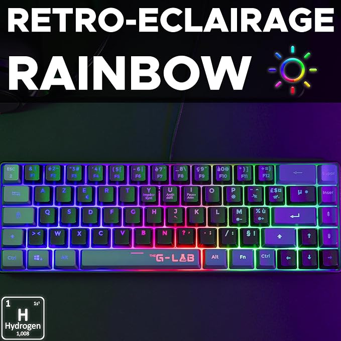کیبورد گیمینگ سیمی G-Lab مدل Keyz Hydrogen با نورپردازی RGB