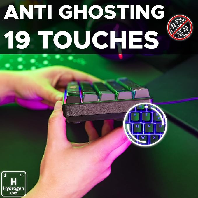 کیبورد گیمینگ سیمی G-Lab مدل Keyz Hydrogen با نورپردازی RGB