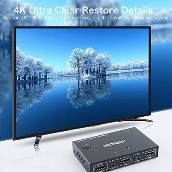 سوئیچ KVM مدل 2 پورت HDMI و USB برند Aimos