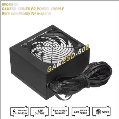 پاور کامپیوتر inter وات نیمه ماژولار گیم atx 12 v 2.31 model game sd600