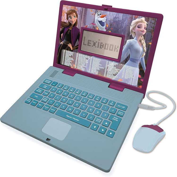 Lexibook آموزشی و لپ تاپ دو زبانه عربی/انگلیسی - اسباب بازی برای کودک کودک 124 فعالیت، آموزش بازی و موسیقی با Frozen - بنفش/آبی JC598FZi13