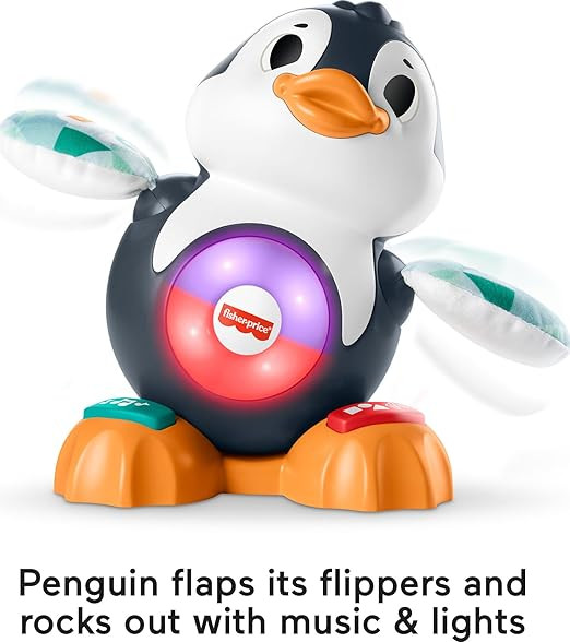 پنگوئن موزیکال Fisher-Price Linkimals Cool Beats Penguin، اسباب بازی موزیکال نوزاد با نور، حرکات، و آهنگ های آموزشی برای نوزادان و کودکان نوپا