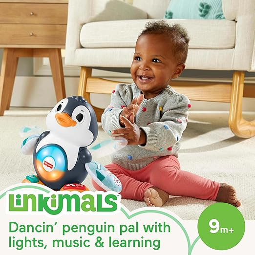 پنگوئن موزیکال Fisher-Price Linkimals Cool Beats Penguin، اسباب بازی موزیکال نوزاد با نور، حرکات، و آهنگ های آموزشی برای نوزادان و کودکان نوپا