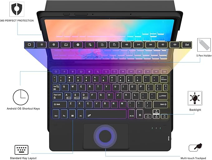 قاب ProCase برای Galaxy Tab S9 FE Plus/S9 FE+ 12.4 اینچ 2023 (SM-X710) با نگهدارنده قلم S، کاور هوشمند با پشت شفاف شفاف و ضربه گیر TPU نرم برای Galaxy Tab S9 FE+ Plus - Graphite
