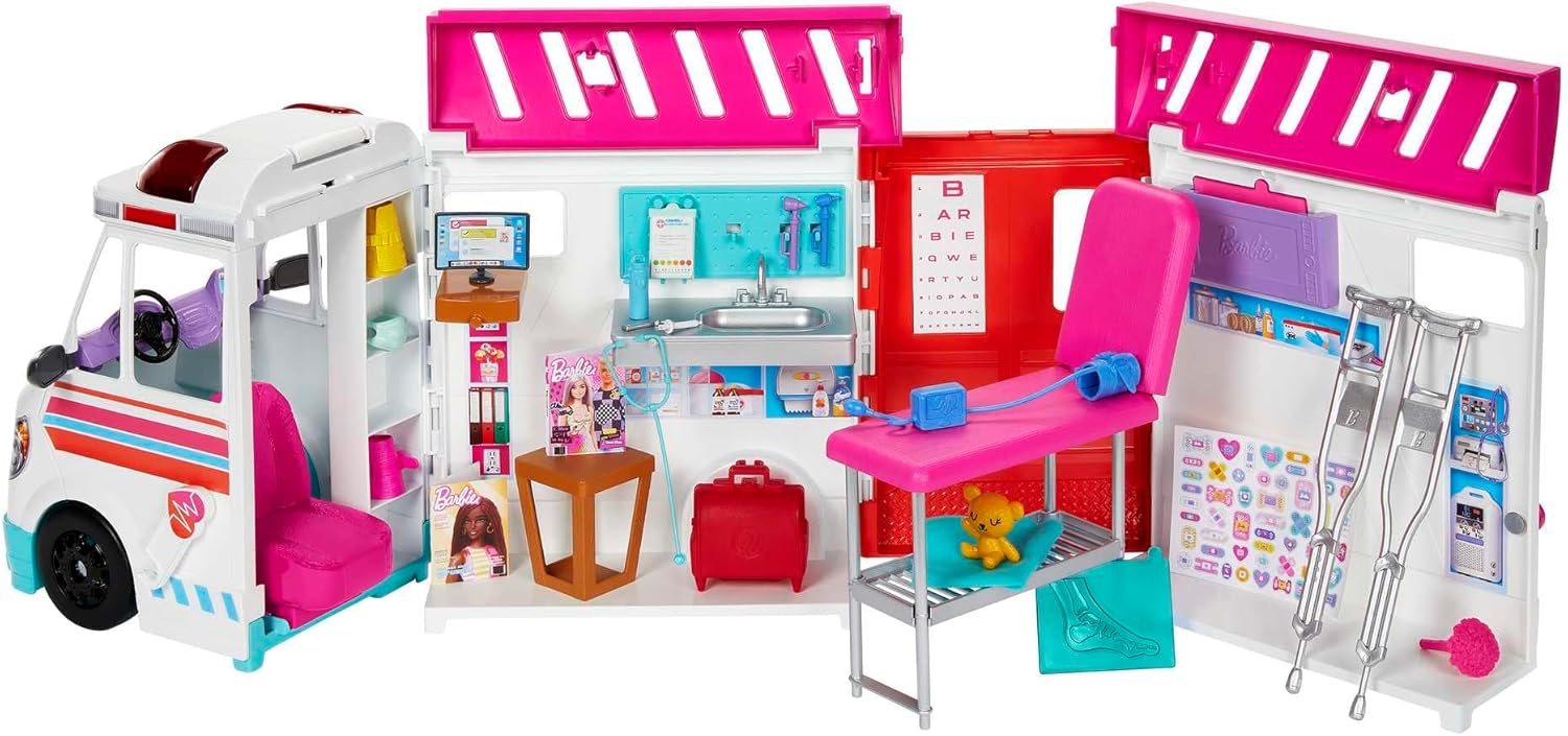 آمبولانس و کلینیک باربی barbie ambulance همراه با وسایل پزشکی مدل ‎HKT79