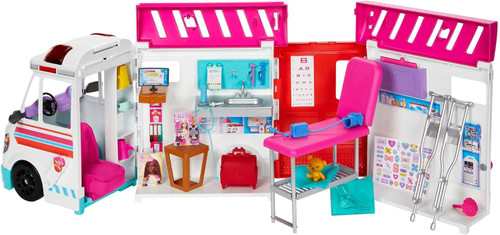 آمبولانس و کلینیک باربی barbie ambulance همراه با وسایل پزشکی مدل HKT79