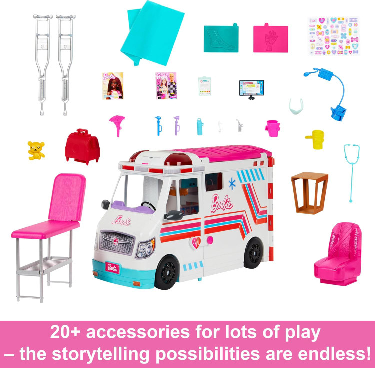 آمبولانس و کلینیک باربی barbie ambulance همراه با وسایل پزشکی مدل HKT79