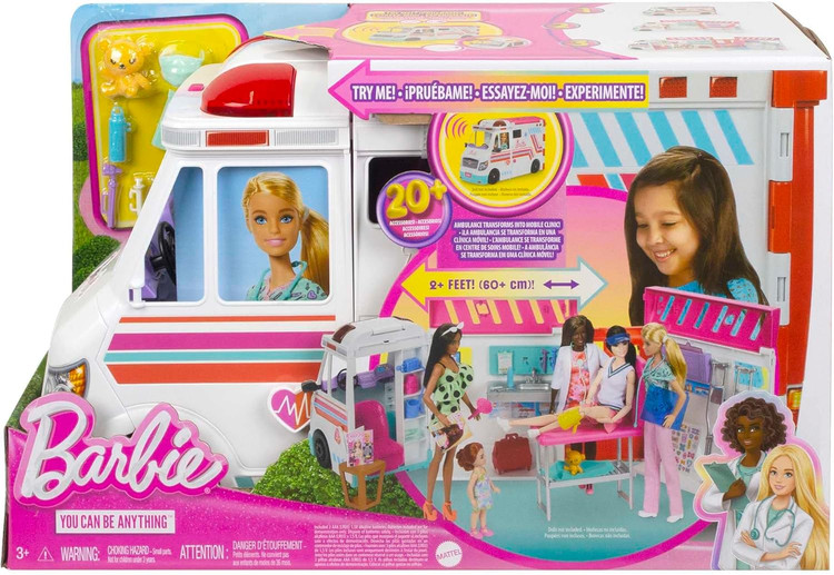 آمبولانس و کلینیک باربی barbie ambulance همراه با وسایل پزشکی مدل HKT79