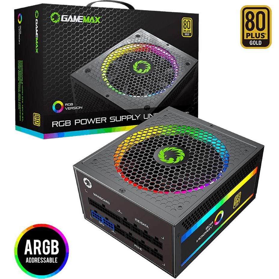 منبع تغذیه گیمینگ GameMax 1050W RGB - قدرت و زیبایی بی‌نظیر برای سیستم شما