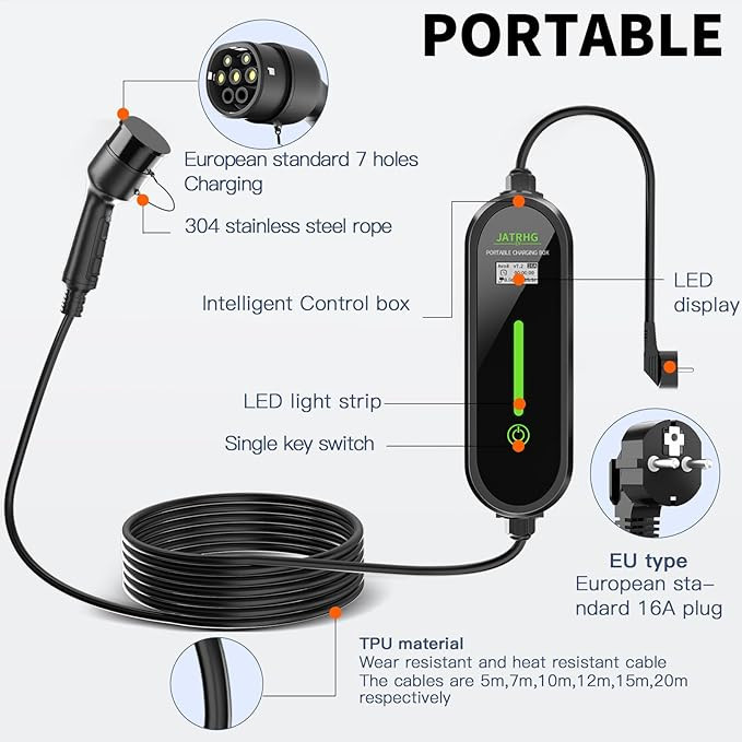 شارژ فست خودروی برقی 7 متری سریع و مطمئن با Jatrhg EV Charger