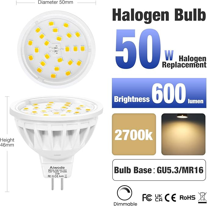 لامپ هالوژن سوزنی LEDSMD MR16 بسته 6 عددی 5وات
