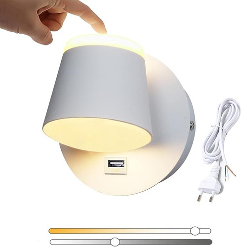 چراغ دیواری LED وومی با قابلیت تنظیم نور و پورت USB