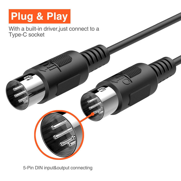 کابل لکاتو MIDI به USB-C مناسب کیبورد موسیقی