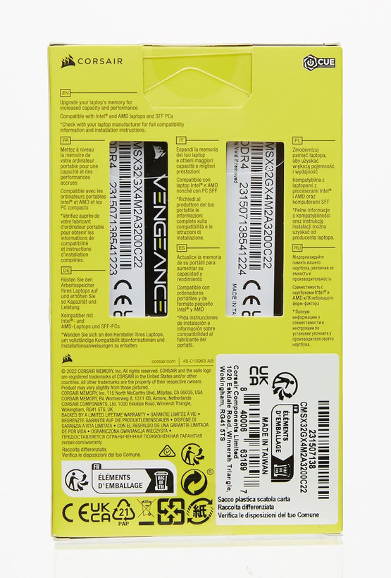 رم لپ تاپ تک Corsair Vengeance DDR4 3200MHz 16GB