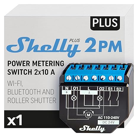 رله هوشمند Shelly Plus 2PM کنترل دو کاناله با قابلیت اندازه‌گیری توان
