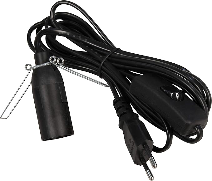 سیم برق اروپایی 1نیم متری MC POWER با کلید و سرپیچ E14 مناسب لوستر و چراغ
