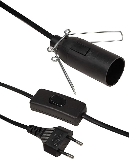 سیم برق اروپایی 1نیم متری MC POWER با کلید و سرپیچ E14 مناسب لوستر و چراغ