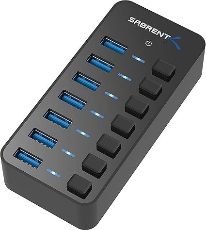 هاب USB سابرنت 7 پورت با کلیدهای قطع و وصل مجزا مدل HB_BUP7