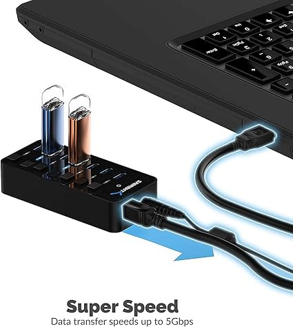 هاب USB سابرنت 7 پورت با کلیدهای قطع و وصل مجزا مدل HB_BUP7