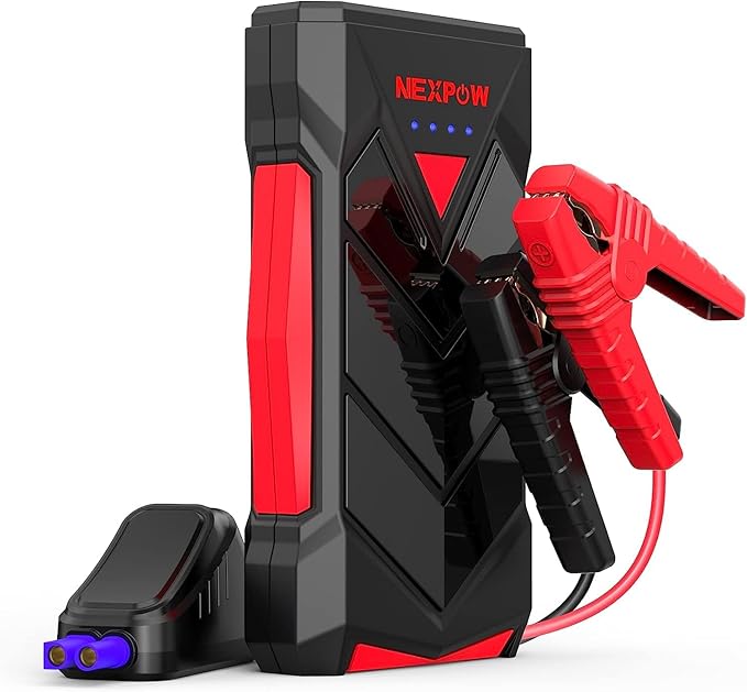 جامپ استارتر خودرو 12v با قابلیت شارژ سریع USB و چراغ قوه