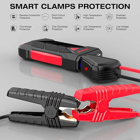 جامپ استارتر خودرو 12v با قابلیت شارژ سریع USB و چراغ قوه