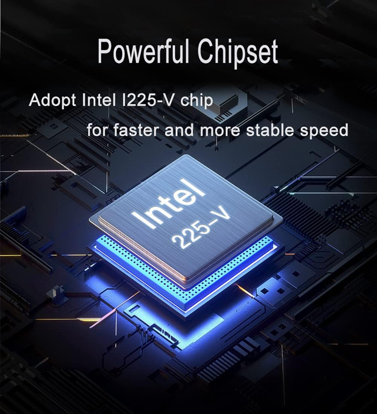 کارت شبکه PCIe ظرفیت 8GB با چیپست Intel I225-V+ همراه براکت