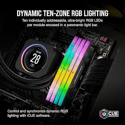 رم کورسیر RGB DDR5 64GB (2x32GB) 6000MHz - سازگار با Intel XMP و iCUE