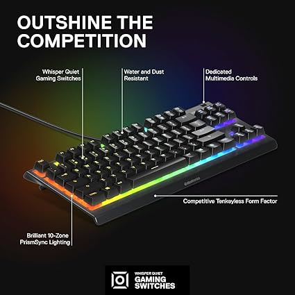 کیبورد گیمینگ SteelSeries Apex 3 TKL RGB