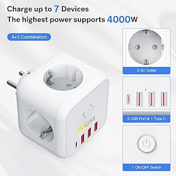 پریز و محافظ برق چندکاره Niclous با ۴ پورت USB