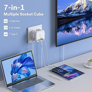 پریز و محافظ برق چندکاره Niclous با ۴ پورت USB