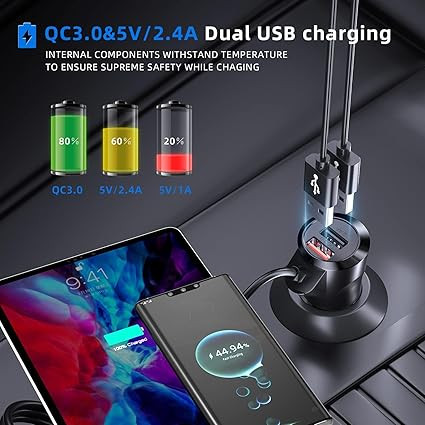آداپتور بلوتوث 5.3 FM خودرو با پایه نگهدارنده و شارژر خودرو PD30w
