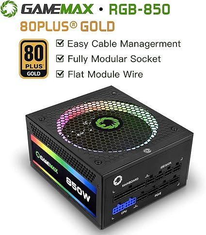 فن کیس 850 وات Gamemax با نورپردازی RGB و گواهی 80+ Gold