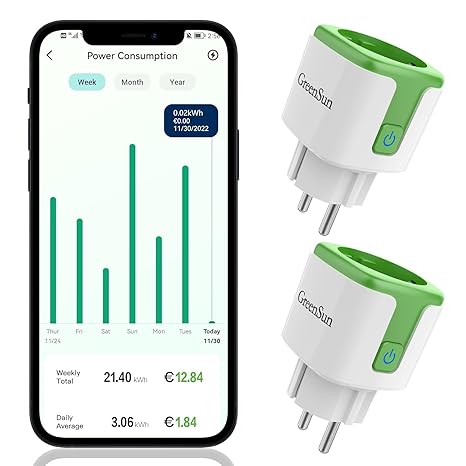 پریز هوشمند GreenSun سازگار با WiFi 2.4GHz بسته 2 عددی