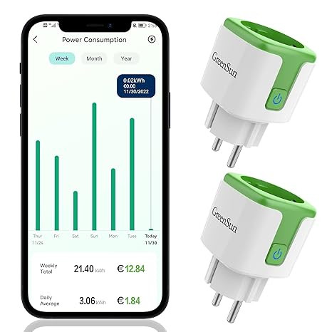 پریز هوشمند GreenSun سازگار با WiFi 2.4GHz بسته 2 عددی