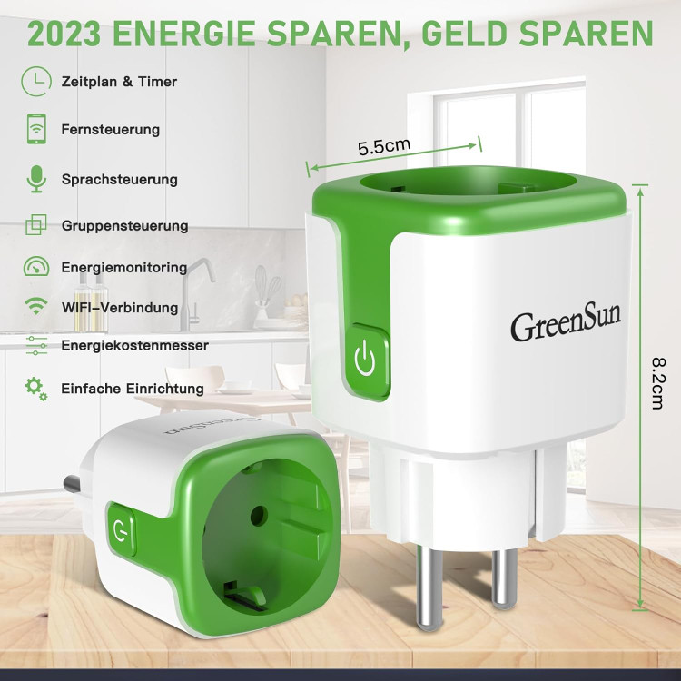 پریز هوشمند GreenSun سازگار با WiFi 2.4GHz بسته 2 عددی
