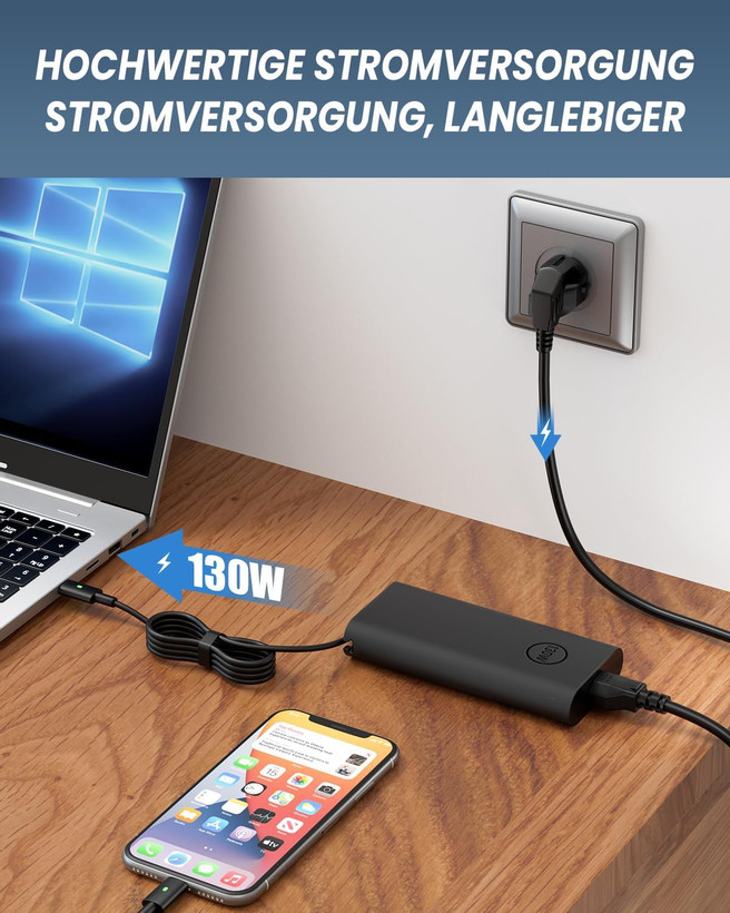 آداپتور ۱۳۰ وات USB-C شارژ سریع برای لپتاپهای سری Dell