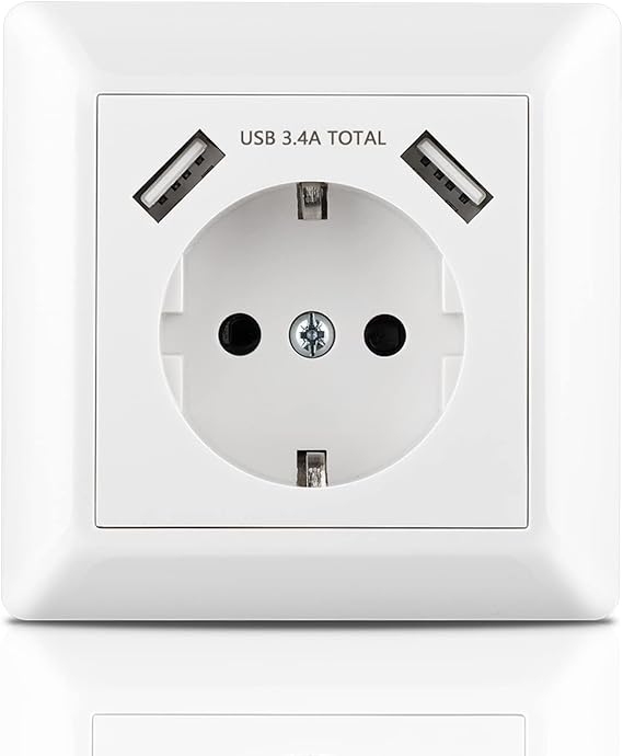 پریز برق دوکاره با پورت شارژ USB