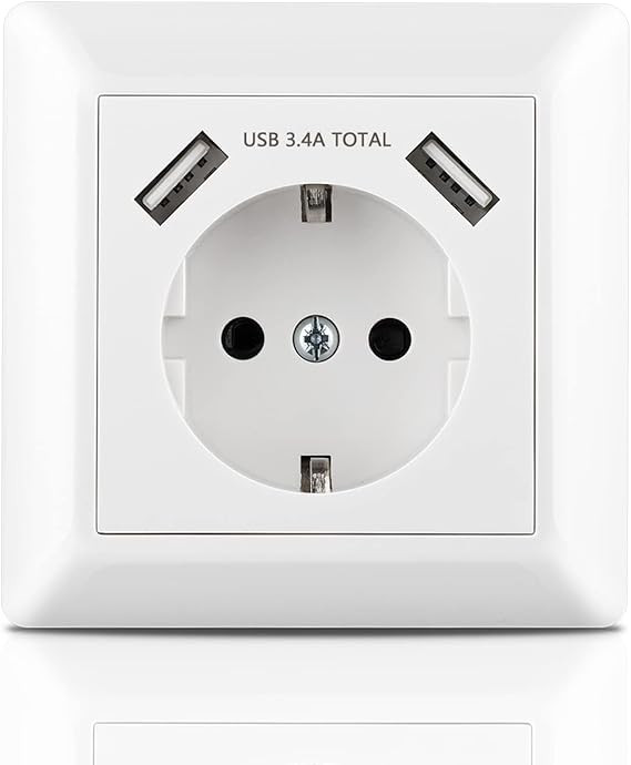 پریز برق دوکاره با پورت شارژ USB
