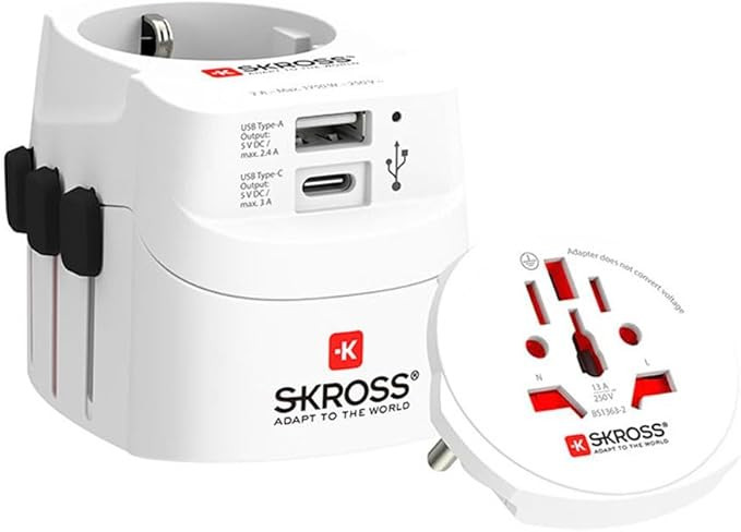 اداپتور مسافرتی SKROSS با دو خروجی USB-A