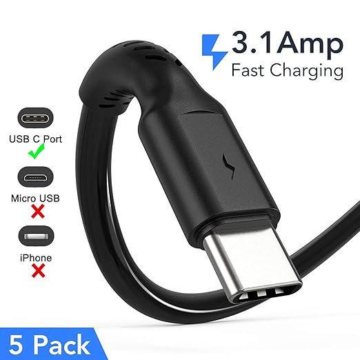 کابل USB-C فست شارژ 10 سانتیمتری بسته 5 عددی