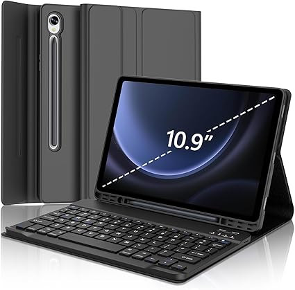 کاورمحافظ با کیبورد وایرلس و جای قلم برای سامسونگ Galaxy Tab S9 / S9 FE (10.9inch)