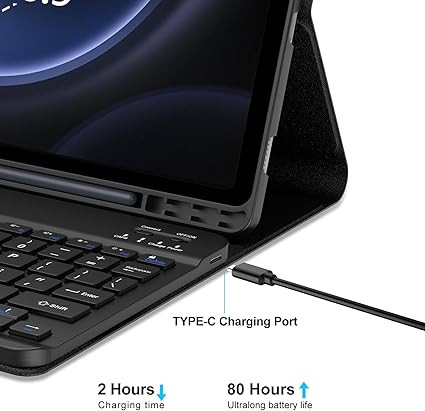 کاورمحافظ با کیبورد وایرلس و جای قلم برای سامسونگ Galaxy Tab S9 / S9 FE (10.9inch)