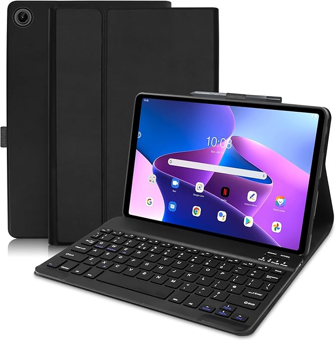 کاور محافظ با کیبورد وایرلس برای تبلت Lenovo Tab M10 Plus نسل سوم 10.6 اینچ