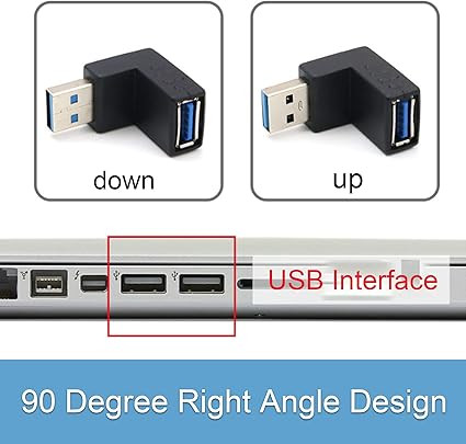 مبدل USB 3.0 نری به مادگی با زاویه ۹۰ درجه بسته ۲ عددی